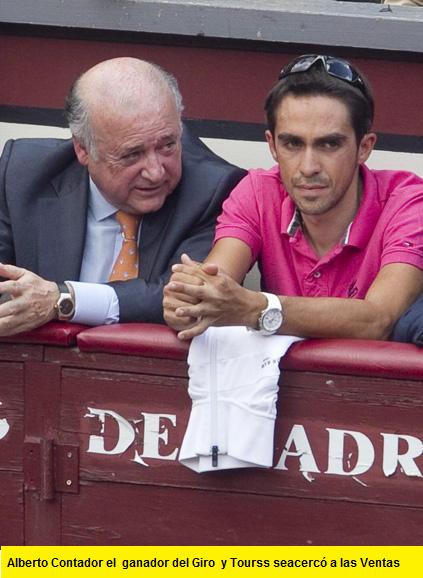 alberto contador en los toros en las ventas